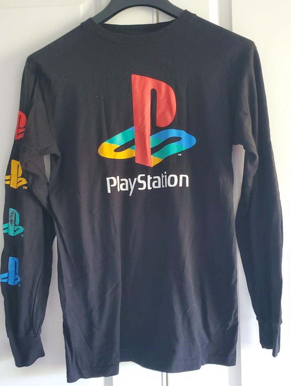 PlayStation Long Sleeve Shirt Black with Multicolor Logo Men's Small Gamer Sony